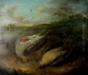 Still Life Of Woodcock And Partridge In Landscape
