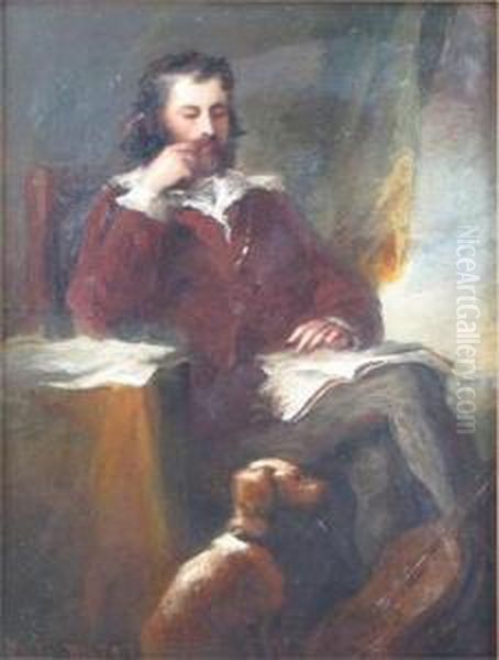 Study Of A Man Seated With His Dog - view 1