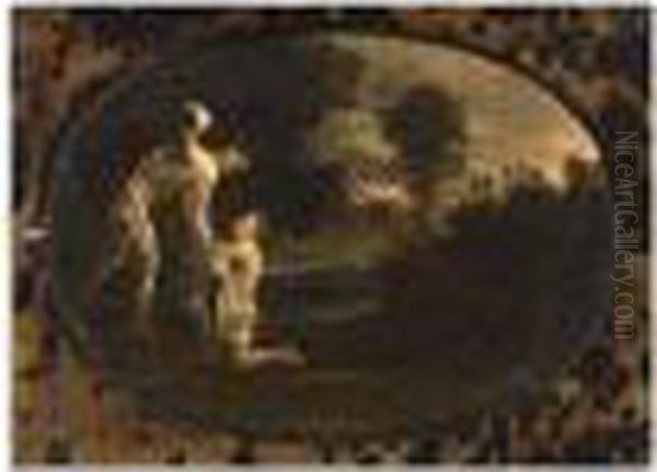 An Angel Clothing A Man In An Evening Landscape - view 1