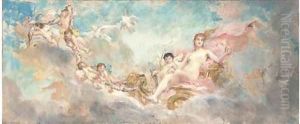 Cupid and Aphrodite with the apple of Paris by Leon Francois Comerre