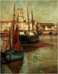 French Harbour Scene by Frank Lewis Emanuel