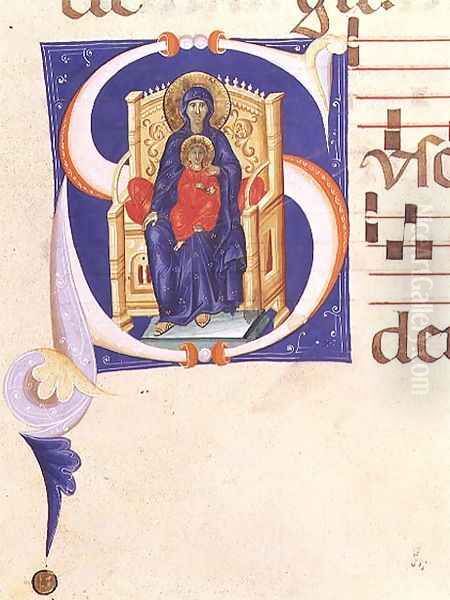 Historiated initial 'S' depicting the Madonna and Child enthroned, from a gradual from the monastery of San Jacopo di Ripoli - view 1