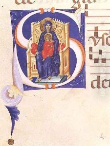 Historiated initial 'S' depicting the Madonna and Child enthroned, from a gradual from the monastery of San Jacopo di Ripoli by (Cenni Di Peppi) Cimabue