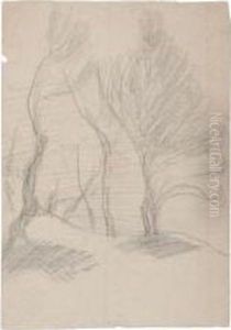 Paysage Aux Grands Arbres. Nus Dans Un Paysage. by Achille Emperaire