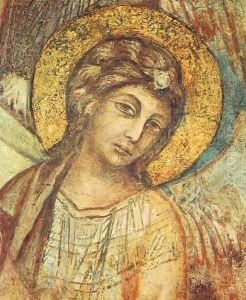 Madonna Enthroned with the Child, St Francis and four Angels (detail) by (Cenni Di Peppi) Cimabue
