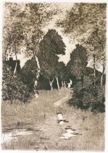 Moorlandschaft Mit Birken Und Kate