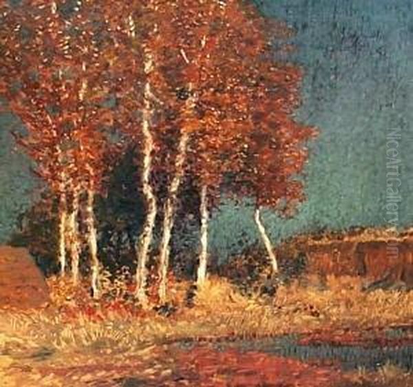 "moortumpel". Herbstliche
Moorlandschaft. Mittig Birkengruppe Vor Einem Tumpel. Unten Rechts
Signiert Hans Am Ende. Verso Bezeichnet Hans Am Ende, Worpswede
"moortumpel" - view 1