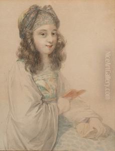 Portrait Of A Grecian Girl Holding A Book Portrait Of A Grecian Girl Holding A Book