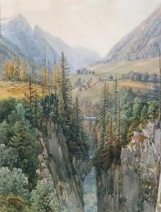 A View Near Finkenberg In The Tuxer Valley by Thomas Ender