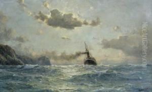 Dampfschiff Vor Felskuste by Henry Enfield