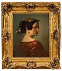 Portrait De Jeune Espagnole. by Marius Engaliere