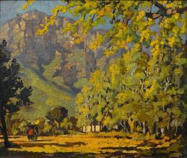 A Tree-lined Street, Table Mountain Beyond - view 1