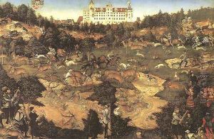 Hunt in Honour of Charles V at the Castle of Torgau (detail) 1544