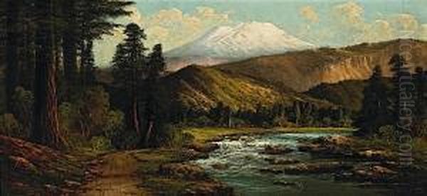 Indian Encampment Near A Mountain Stream - view 1