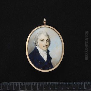 Mr Scott, Wearing Blue Coat, White Waistcoat And Stock, His Hair Powdered. by George Engleheart
