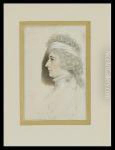 An Unfinished Portrait Of A 
Lady, Profile To The Left, Wearing White Lace Collar, Stock And Bandeau 
In Her Powdered Hair