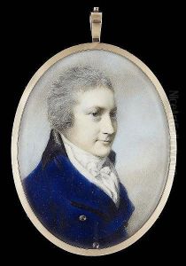 A Gentleman, Three-quarter 
Profile To The Right, Wearing Blue Coat With Black Velvet Collar, White 
Waistcoat And Tied Cravat, His Hair Powdered And Worn Short