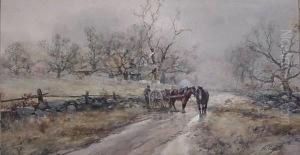 Horse And Cart On Country Lane by Frank F. English