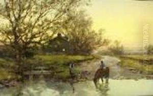 Horse Watering At Sunset Horse Watering At Sunset