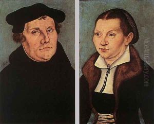 Portraits of Martin Luther and Catherine Bore 1529 by Lucas The Elder Cranach