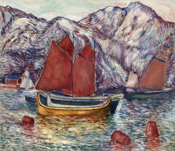 Fjord Landscape With Sailingboats - view 1