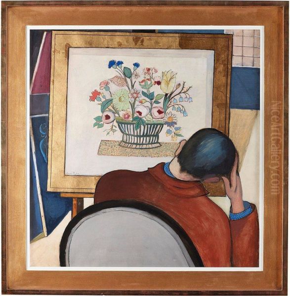 Self-portrait By Flower Still Life - view 1