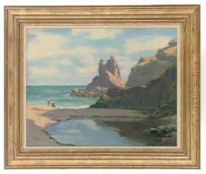Children Playing On The Shore by Augustus William Enness