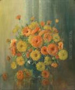 Still Life Of Flowers by Augustus William Enness