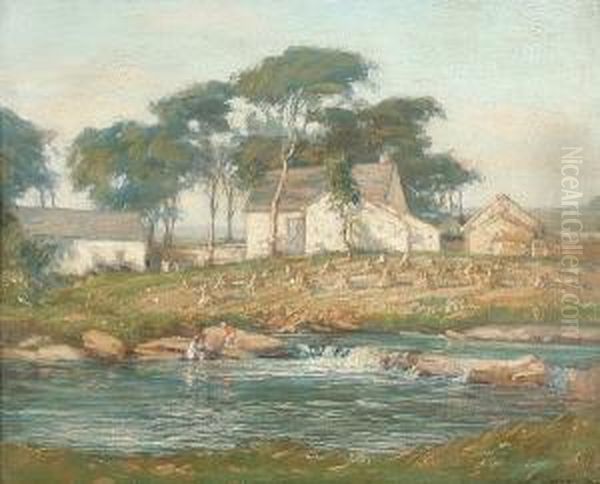 Children Playing On Stepping Stones, Trawsfynydd - view 1