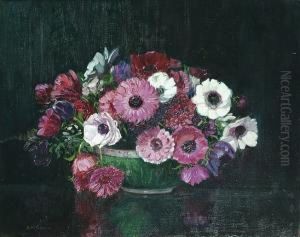 Still Life Of Anemones In A Bowl