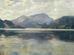 Lake View With Mountains Beyond by Augustus William Enness