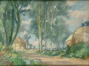 Road Lined With Poplars