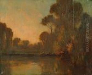 River Landscape With Horses Grazing by Augustus William Enness