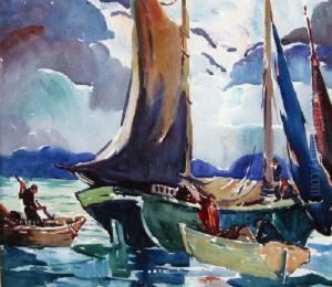 Sailboats Andfishermen by George Pearse Ennis