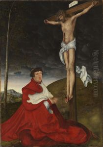 Albert Cardinal Elector of Mainz at the foot of the Cross by Lucas The Elder Cranach