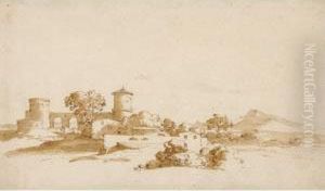Landscape With A Castle And Farm by Johannes Episcopius