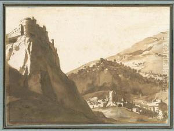 Hilly Landscape With A Fortified Town In The Foreground - view 1