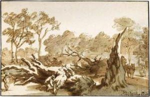 Riders And Figures By A Fallen Tree In The 'haagse Bos' Riders And Figures By A Fallen Tree In The 'haagse Bos'