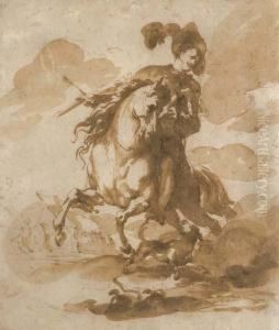 A General On Horseback Before A Column Of Infantry by Johannes Episcopius