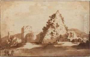 The Aurelian Walls And The Pyramid Of Cestius, Rome by Johannes Episcopius
