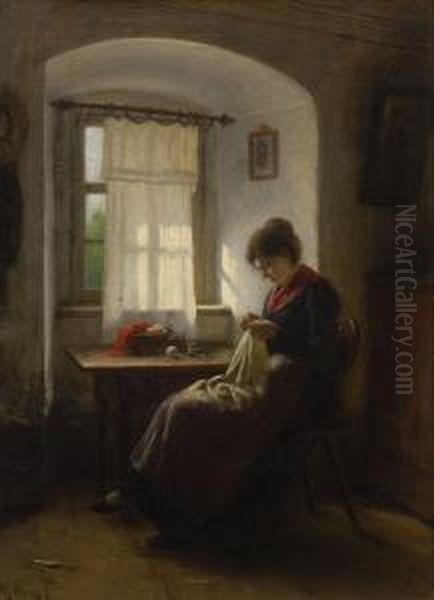 Nahende Junge Frau Am Fenster - view 1