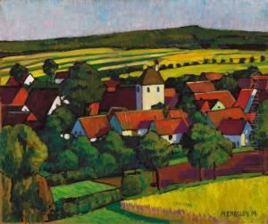 Hessisches Dorf (blick Auf Wettesingen) by Adolf Erbsloh