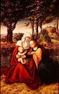 The Virgin Mary with Saint Anne holding the infant Jesus by Lucas The Elder Cranach