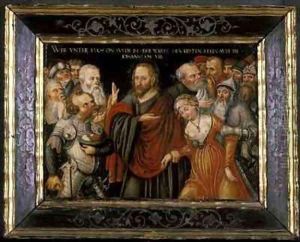 Christ and the Adultress by Lucas The Elder Cranach