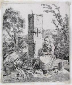 Die Neben Der Betsaule Sitzende Alte Frau. by Johann Christoph Erhard