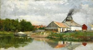 Sommarlandskap Med Bruksmiljo by Johan Erik Ericson