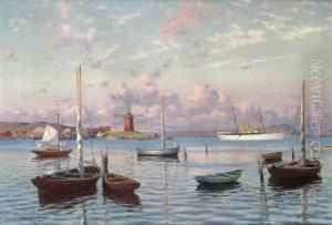 Oscar Ii:s Lustjakt Drott For Ankar Vid Marstrand by Johan Erik Ericson