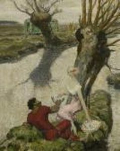Gaukler Am Bach. Um 1925 by Fritz Erler