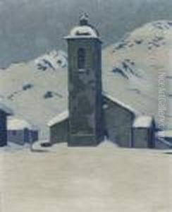 Bergkirche Im Schnee. by Erich Erler-Samaden