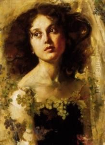 Girl With Grapes by Erich Erler-Samaden